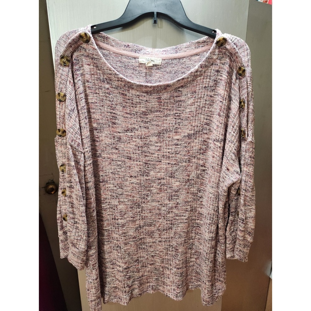 Peyton‎ Primrose Boho Women's 3/4 Sleeve Maroon Sweater Size 1X Comfy